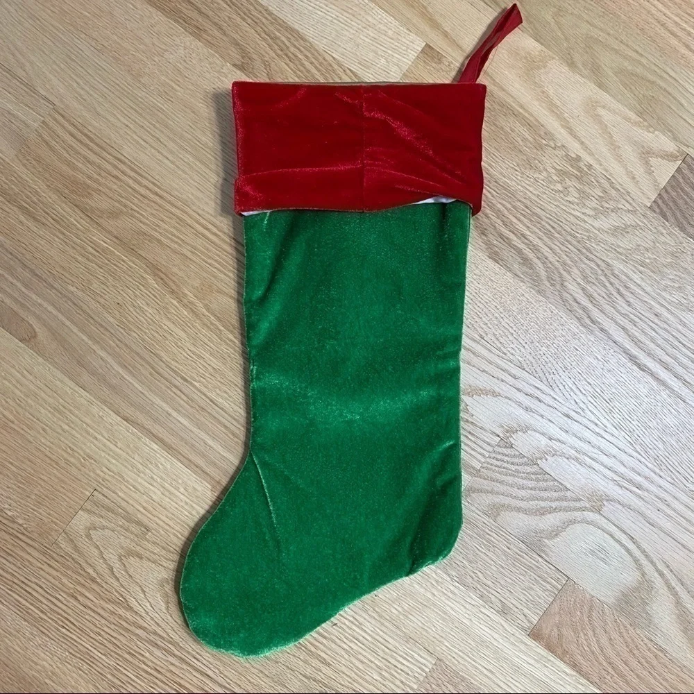 Dog Paw Christmas Stocking Green Red Pet Holiday